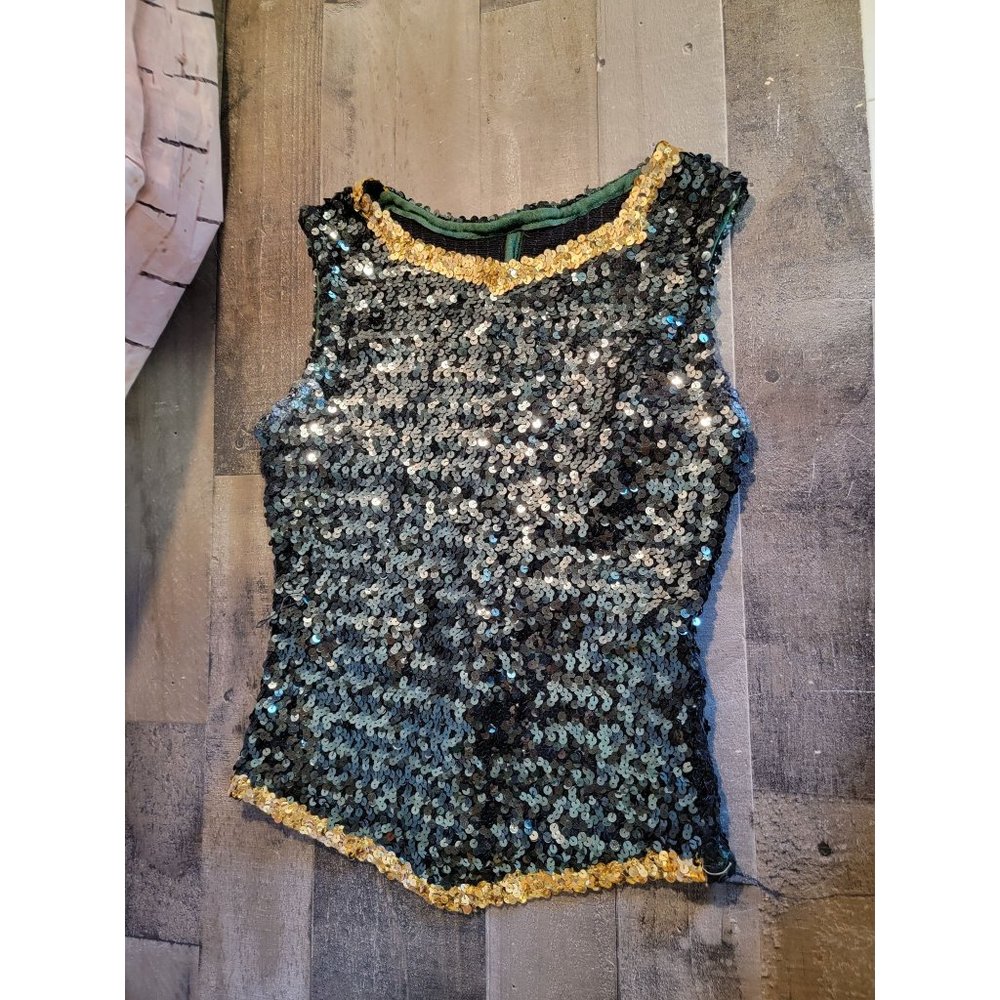 Varsity spirit fashions green‎ sequin corset vest?